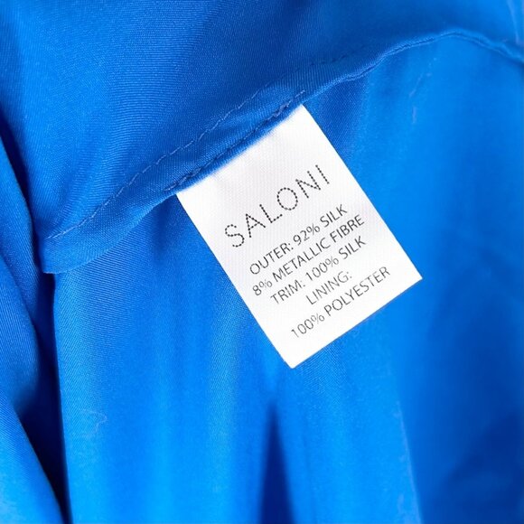 NWT Saloni Tamara Ruffle Metallic Pinstripe Maxi - Picture 10 of 13